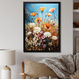 Designart "Meadow Contemporary Wildflowers Pointillism II" Meadow Framed Canvas Wall Art