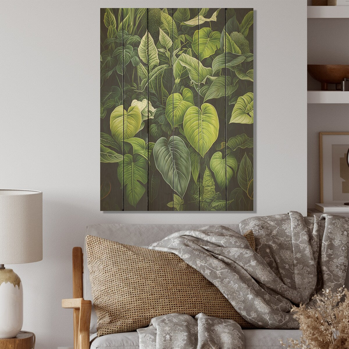 Designart "Meticulously Tropical Botanical Plants I" Plants Wood Wall Art Traditional Wood Panel On Natural Pine Wood