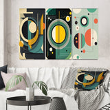 Designart "Mid-century Retro Dimensions I" Modern Midcentury Wall Art Set Of 3 Mid-Century Gallery Set For Office Decor