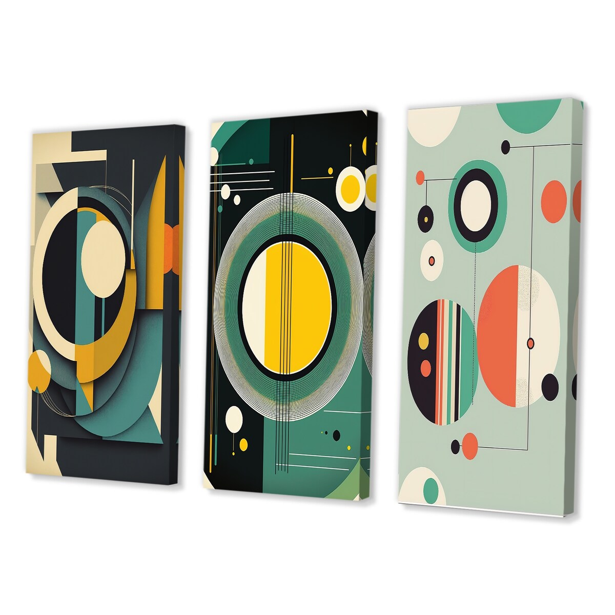 Designart "Mid-century Retro Dimensions I" Modern Midcentury Wall Art Set Of 3 Mid-Century Gallery Set For Office Decor