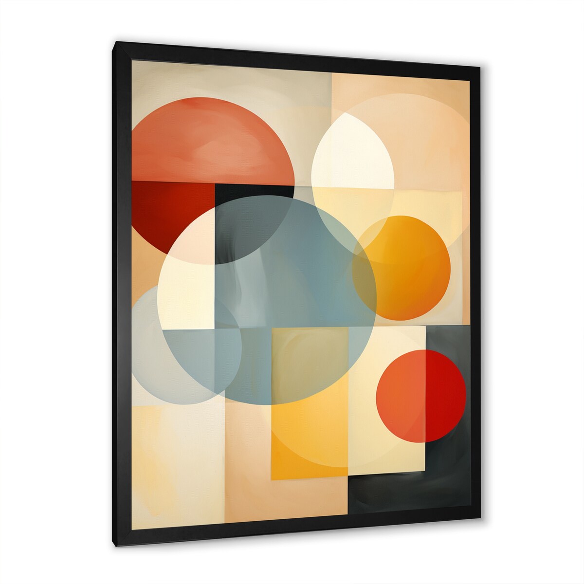 Designart "Midcentury Minimal Abstract Geometric Art I" Modern Midcentury Framed Canvas Art Print