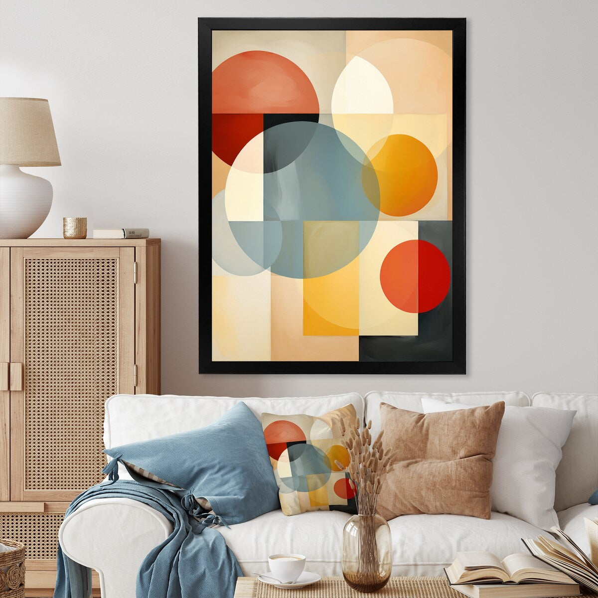 Designart "Midcentury Minimal Abstract Geometric Art I" Modern Midcentury Framed Canvas Art Print