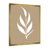Designart "Minimal Botanicals Single Leaf On Beige" Flowers Framed Canvas Art Print