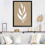 Designart "Minimal Botanicals Single Leaf On Beige" Flowers Framed Canvas Art Print