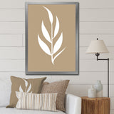 Designart "Minimal Botanicals Single Leaf On Beige" Flowers Framed Canvas Art Print