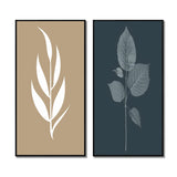 Designart "Minimal Botanicals Single Leaf On Beige" Flowers Framed Wall Art Traditional Gallery Wall Set For Home Decor