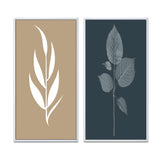 Designart "Minimal Botanicals Single Leaf On Beige" Flowers Framed Wall Art Traditional Gallery Wall Set For Home Decor