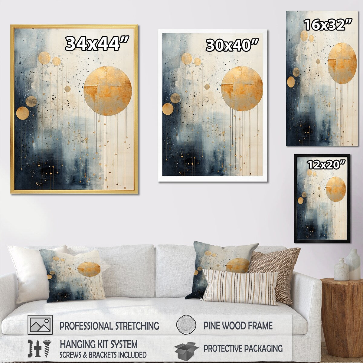 Designart "Minimalism Astrology Grunge Collage" Astrology Framed Wall Decor