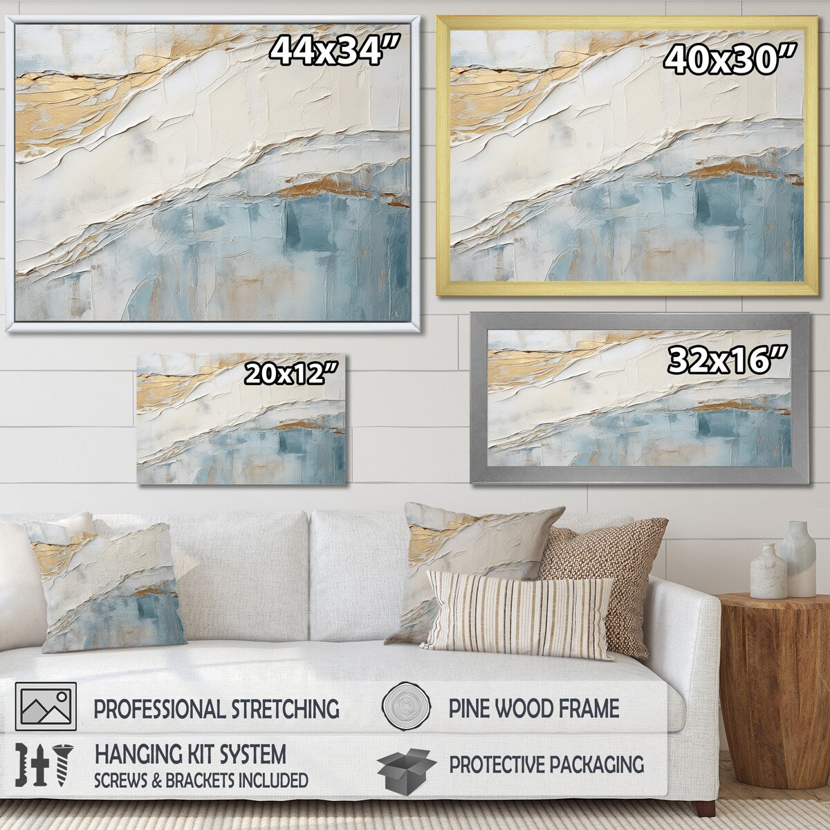 Designart "Minimalism Beige And Grey Wave Horizon II" Coastal Minimalism Wall Art