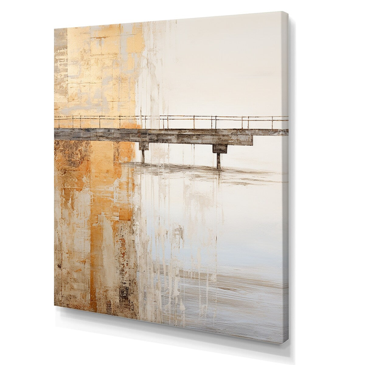Designart "Minimalism Beige Pier Horizon" Coastal Pier Wall Art