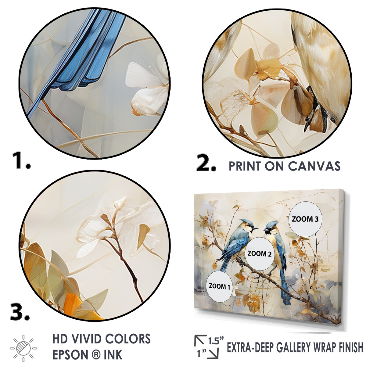 Designart "Minimalism Birds Of Paradise Cherry Blossoms I" Birds Of Paradise Wall Art