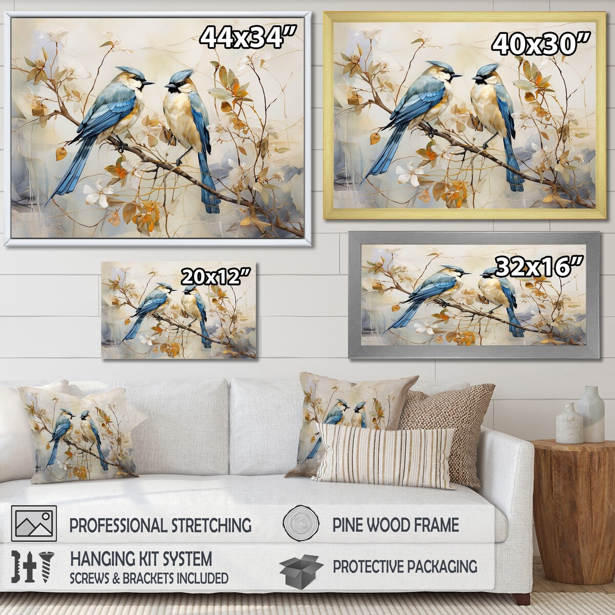 Designart "Minimalism Birds Of Paradise Cherry Blossoms I" Birds Of Paradise Wall Art