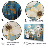 Designart "Minimalism Blue White Buttercups" Buttercups Wall Art