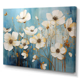 Designart "Minimalism Blue White Buttercups" Buttercups Wall Art