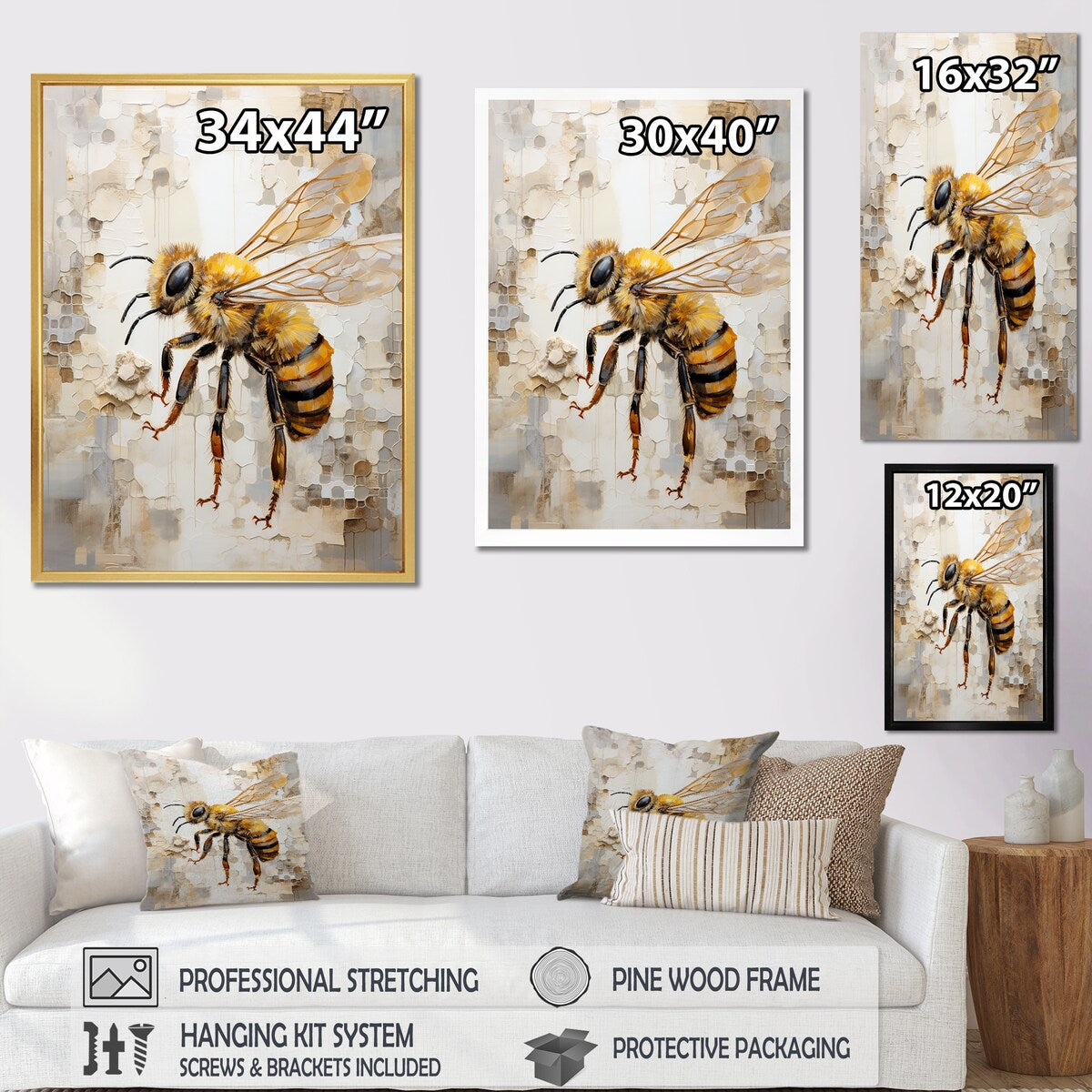 Designart "Minimalism Buzzing Bee III" Bee Wall Art