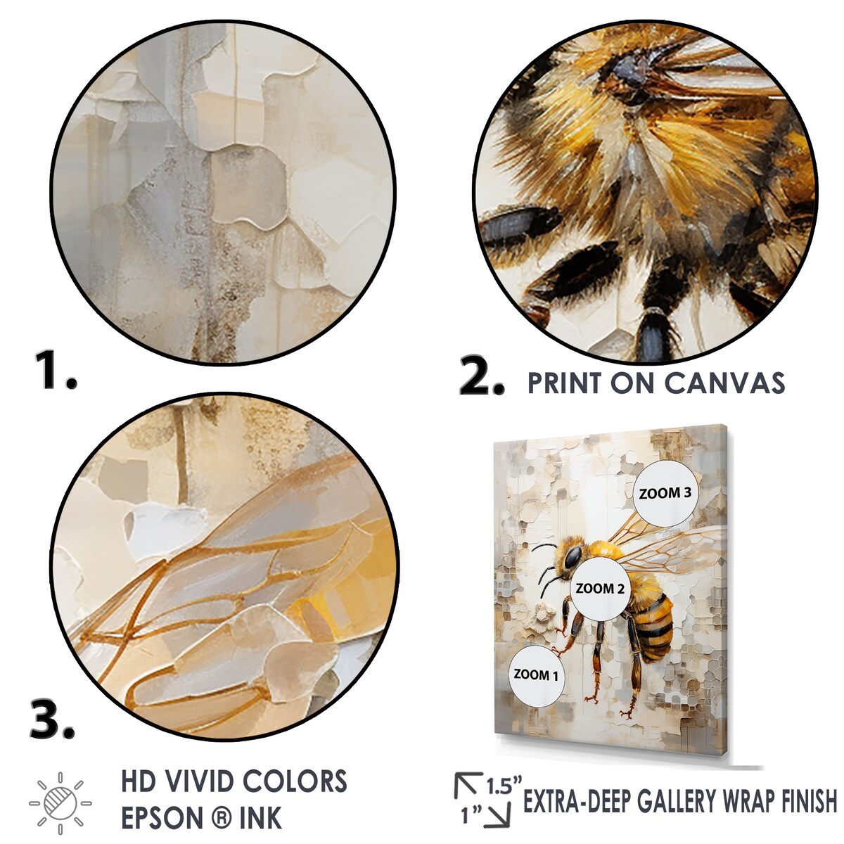 Designart "Minimalism Buzzing Bee III" Bee Wall Art