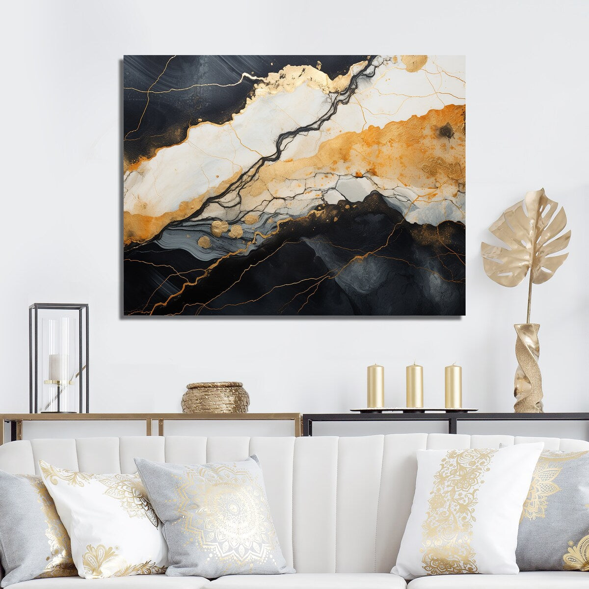 Designart "Minimalism Chrome White And Black Poteries " Abstract Spirals Wall Art
