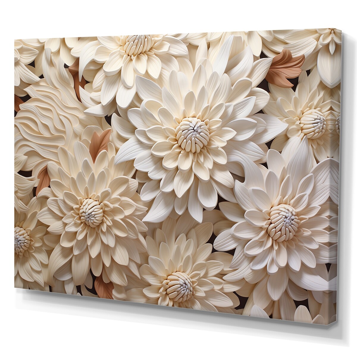 Designart "Minimalism Chrysanthemums White Floral Collage I" Chrysanthemums Wall Art