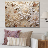 Designart "Minimalism Chrysanthemums White Floral Collage I" Chrysanthemums Wall Art
