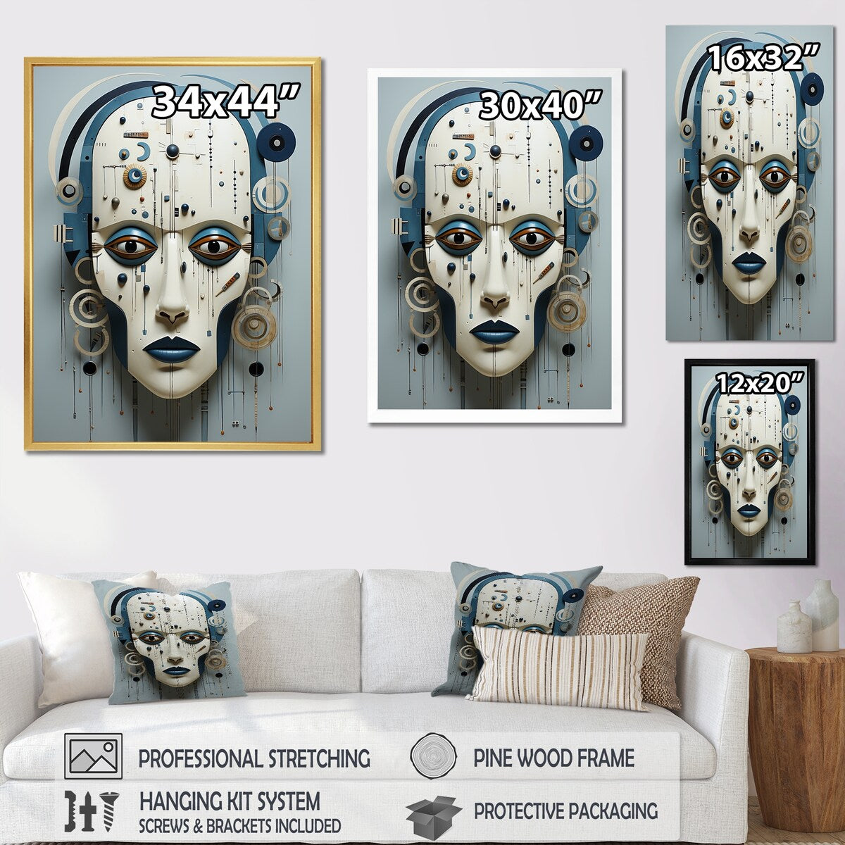 Designart "Minimalism Folk Religion Portrait I" Folk Religion Framed Canvas Prints