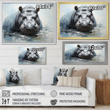Designart "Minimalism Grey Hippo" Hippopotamuswall Art