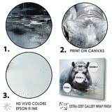 Designart "Minimalism Grey Hippo" Hippopotamuswall Art