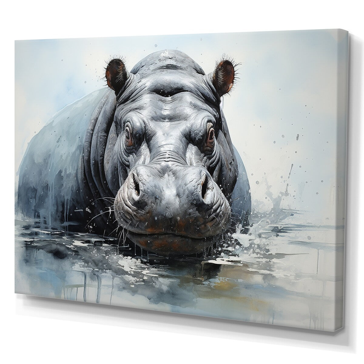 Designart "Minimalism Grey Hippo" Hippopotamuswall Art