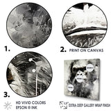 Designart "Minimalism Monochrome Gorilla Portrait" Bigfoot Wall Art