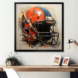 Designart "Minimalist Red Football Helmet II" Sport Football Wall Decor Red Modern Living Room Framed Canvas Art