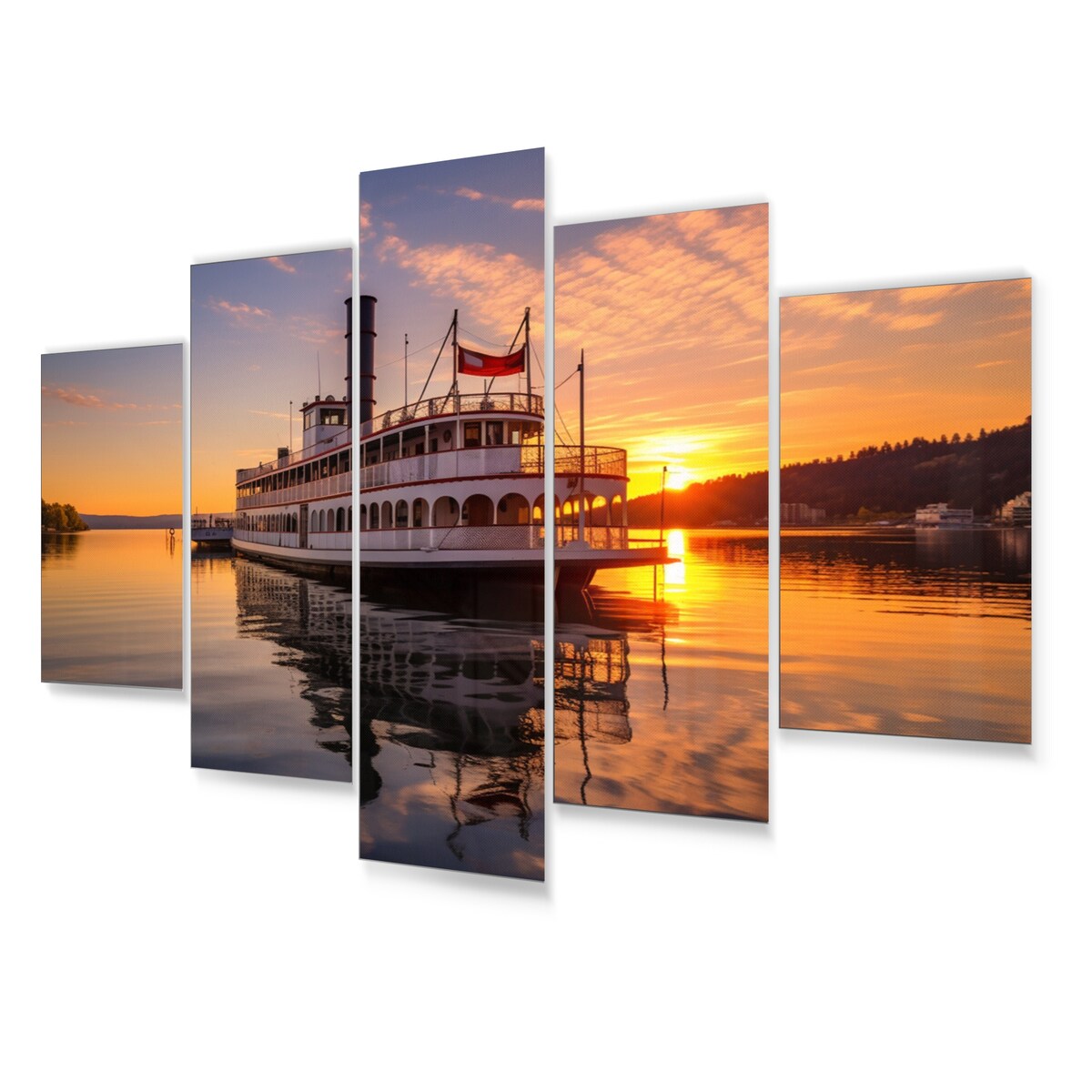 Designart "Mississippi River Boat" Mississippi Wall Art Prints Set