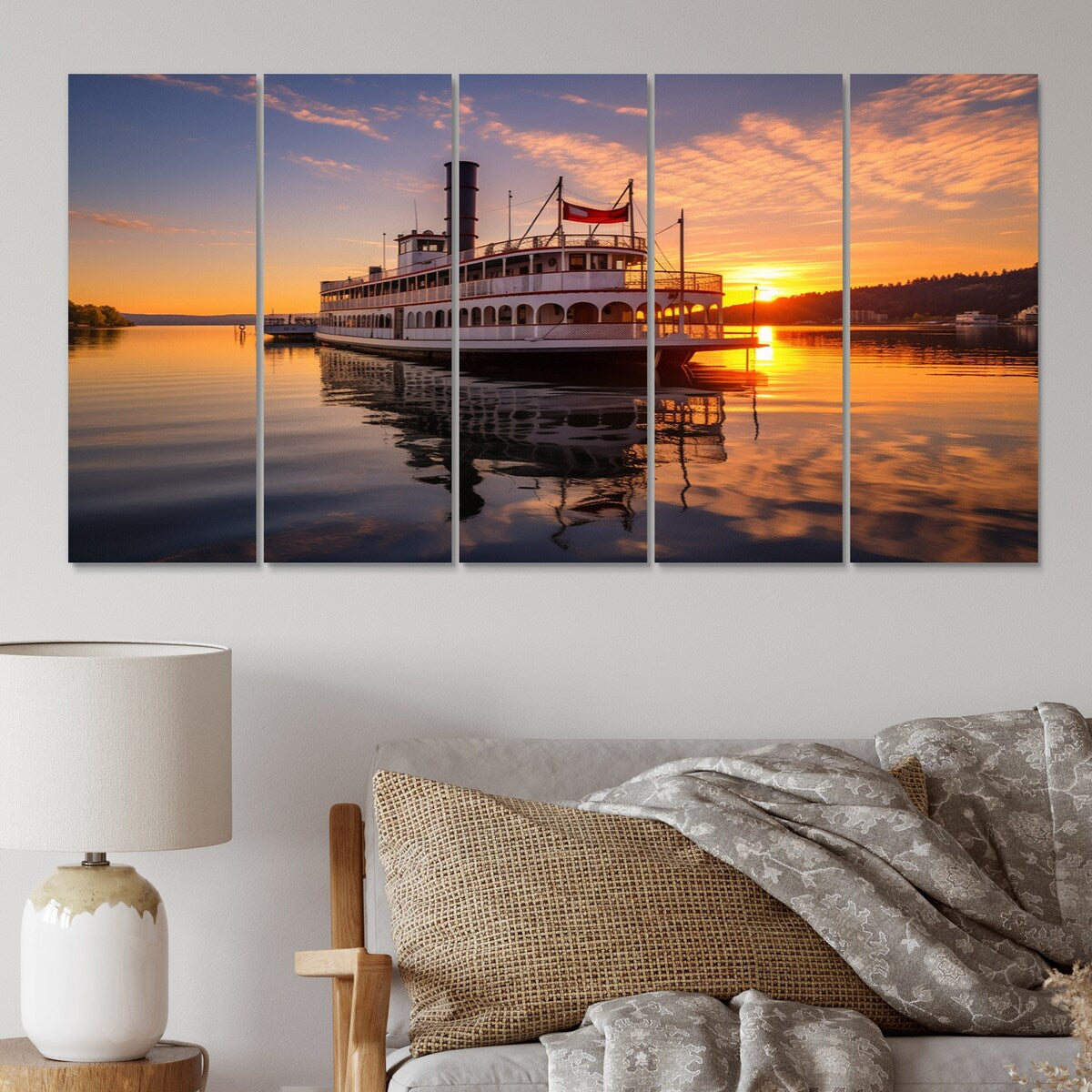 Designart "Mississippi River Boat" Mississippi Wall Art Prints Set
