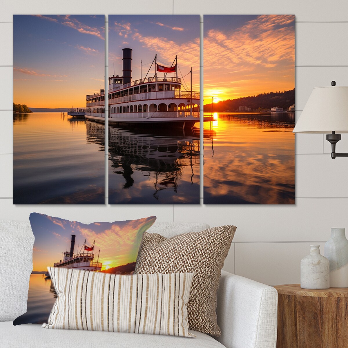 Designart "Mississippi River Boat" Mississippi Wall Art Prints Set