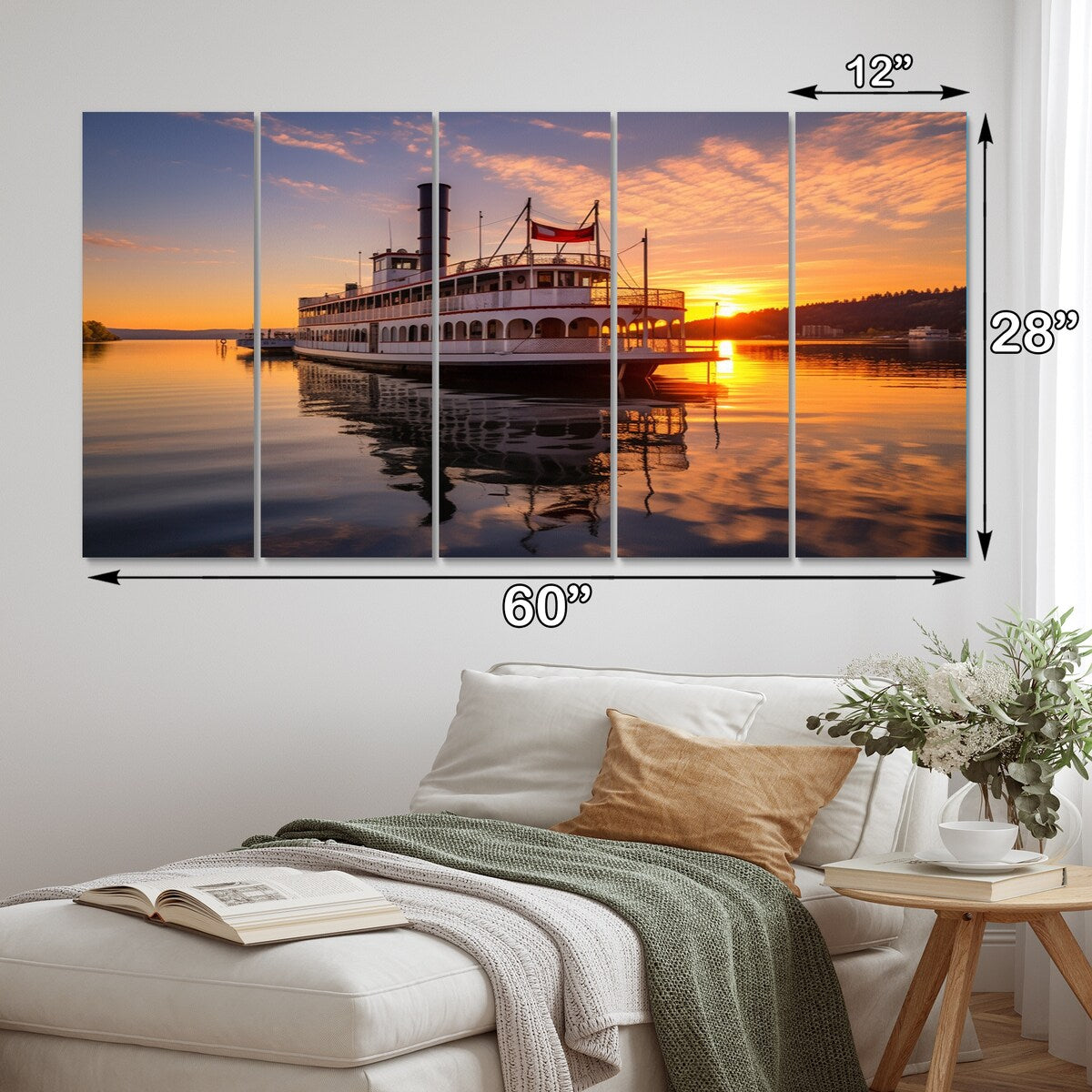 Designart "Mississippi River Boat" Mississippi Wall Art Prints Set