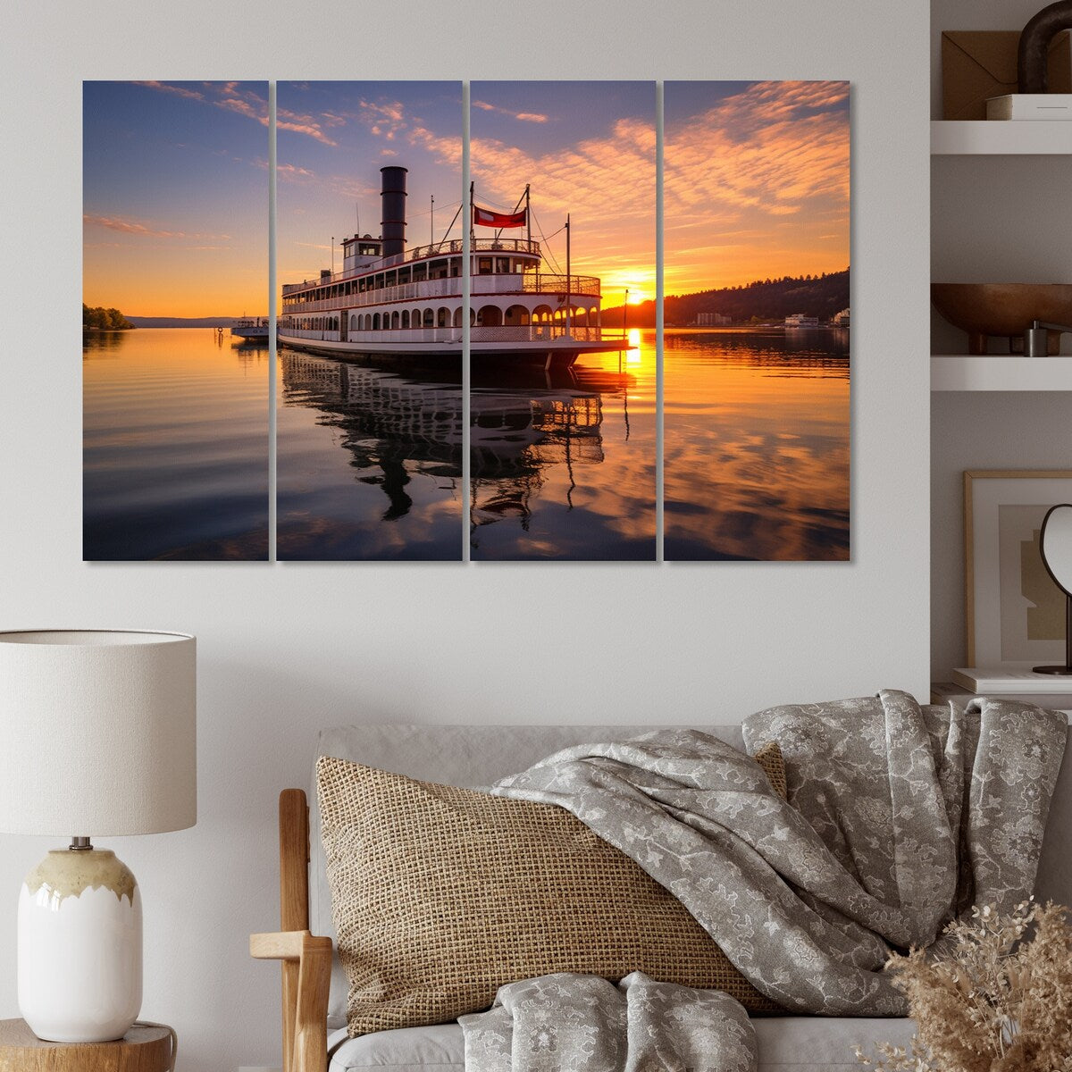 Designart "Mississippi River Boat" Mississippi Wall Art Prints Set