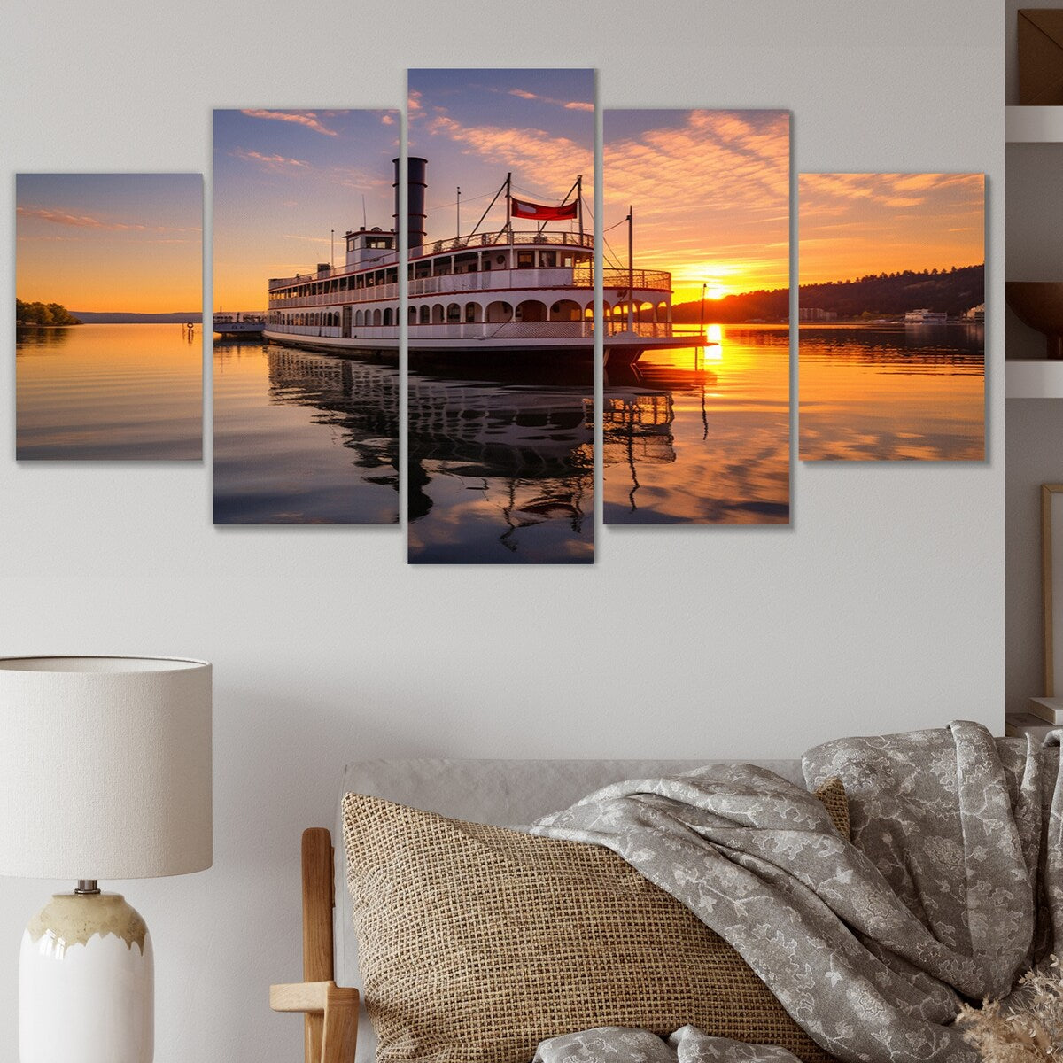 Designart "Mississippi River Boat" Mississippi Wall Art Prints Set