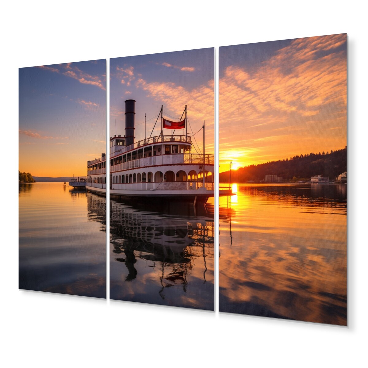Designart "Mississippi River Boat" Mississippi Wall Art Prints Set