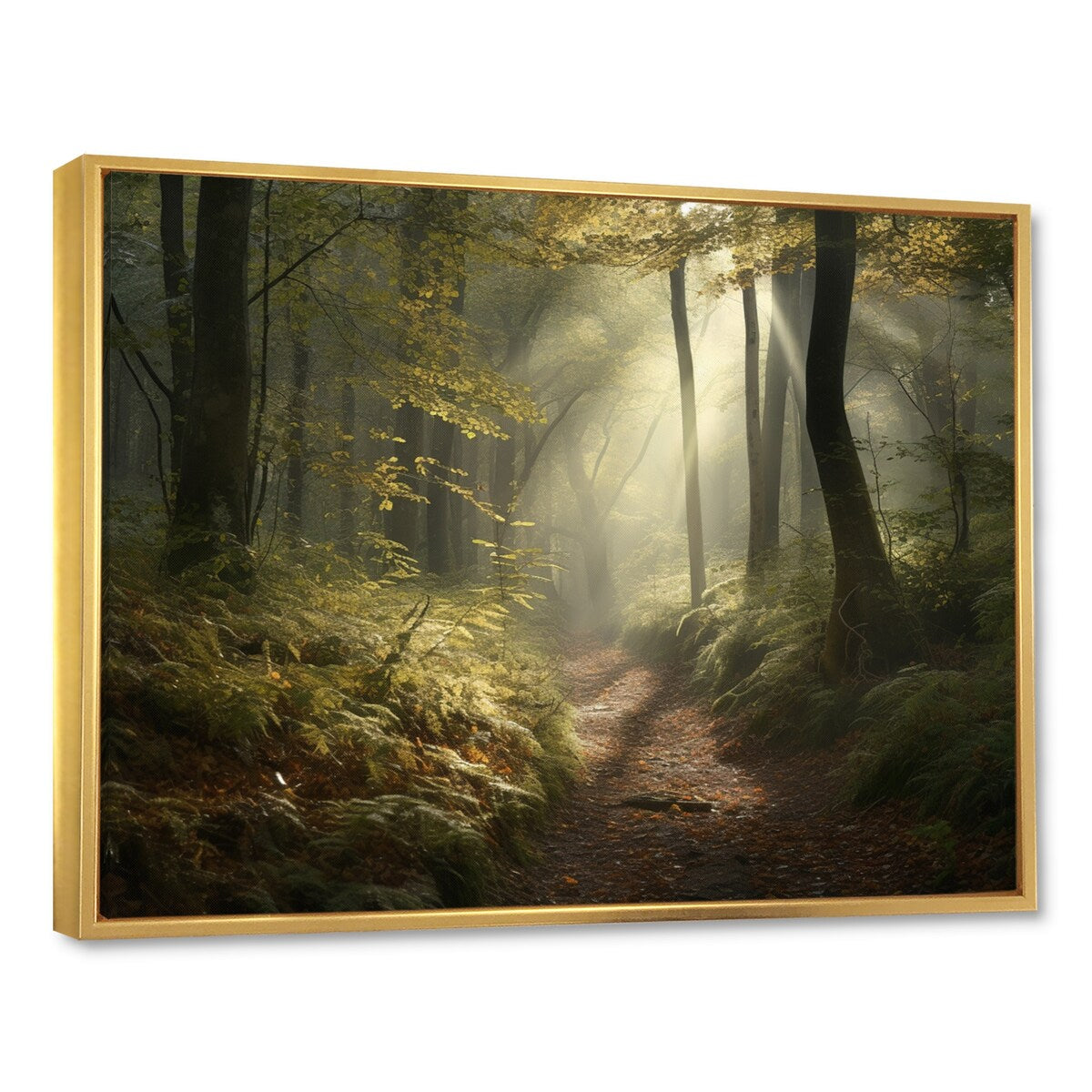 Designart "Misty Trail In The Woods I" Landscape Forest Framed Canvas Prints