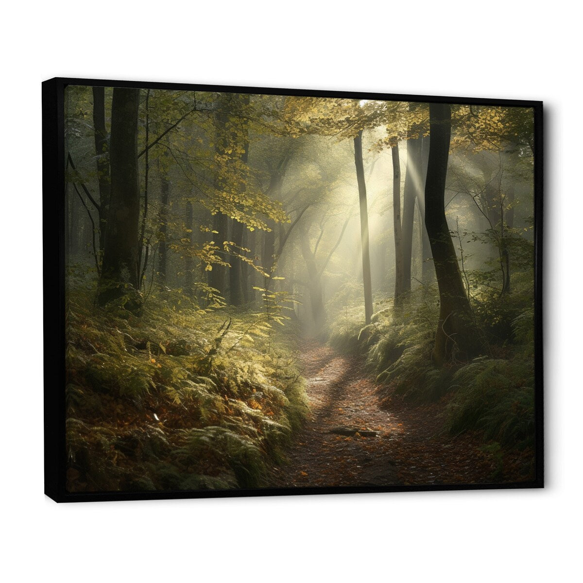 Designart "Misty Trail In The Woods I" Landscape Forest Framed Canvas Prints