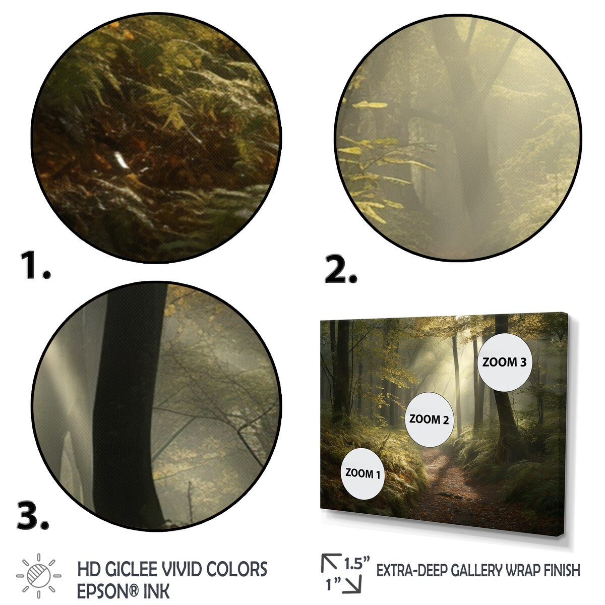 Designart "Misty Trail In The Woods I" Landscape Forest Framed Canvas Prints
