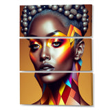 Designart "Model Wearing High Fashion Design On Yellow V" Woman Fashion Canvas Art Print - 3 Panels