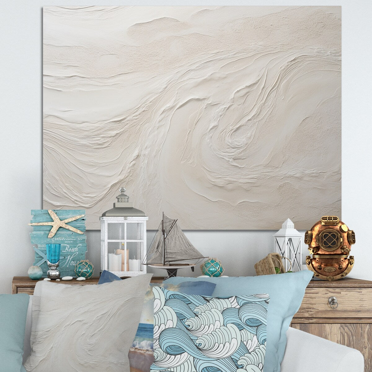 Designart "Modern Beach Beige Sand Charm I" Coastal Beach Sand Wall Art