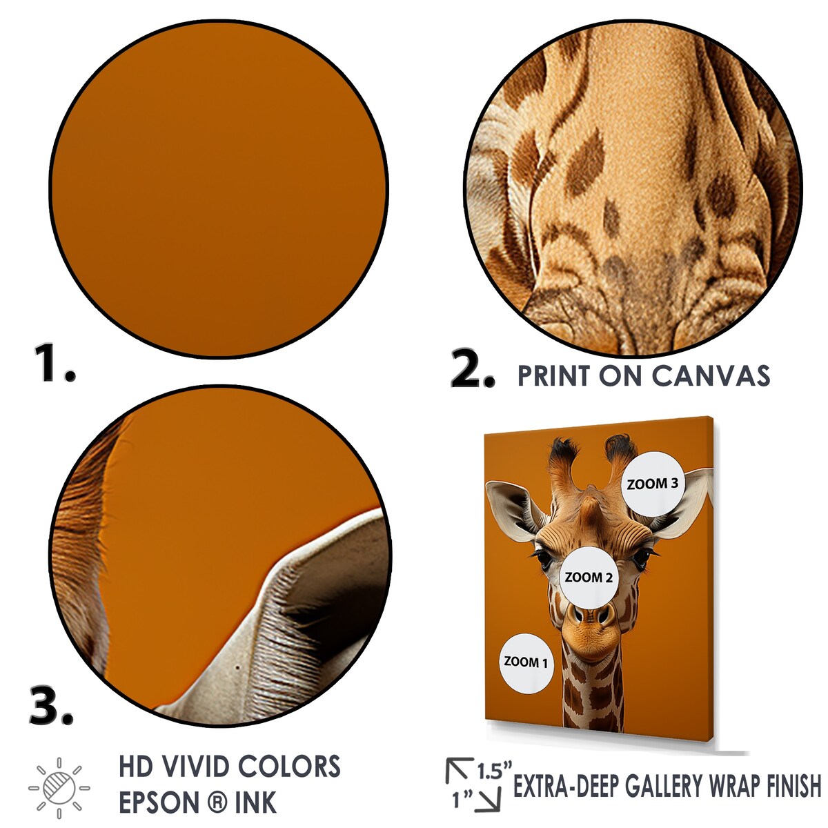 Designart "Modern Brown Giraffe Symbolism I" Giraffe Animal Wall Art
