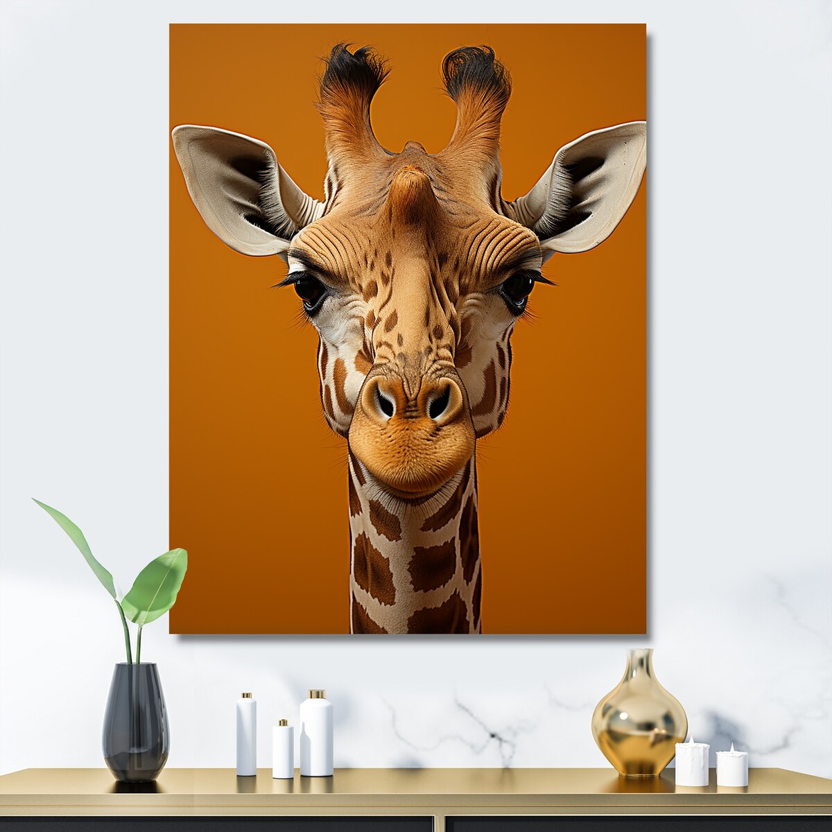 Designart "Modern Brown Giraffe Symbolism I" Giraffe Animal Wall Art