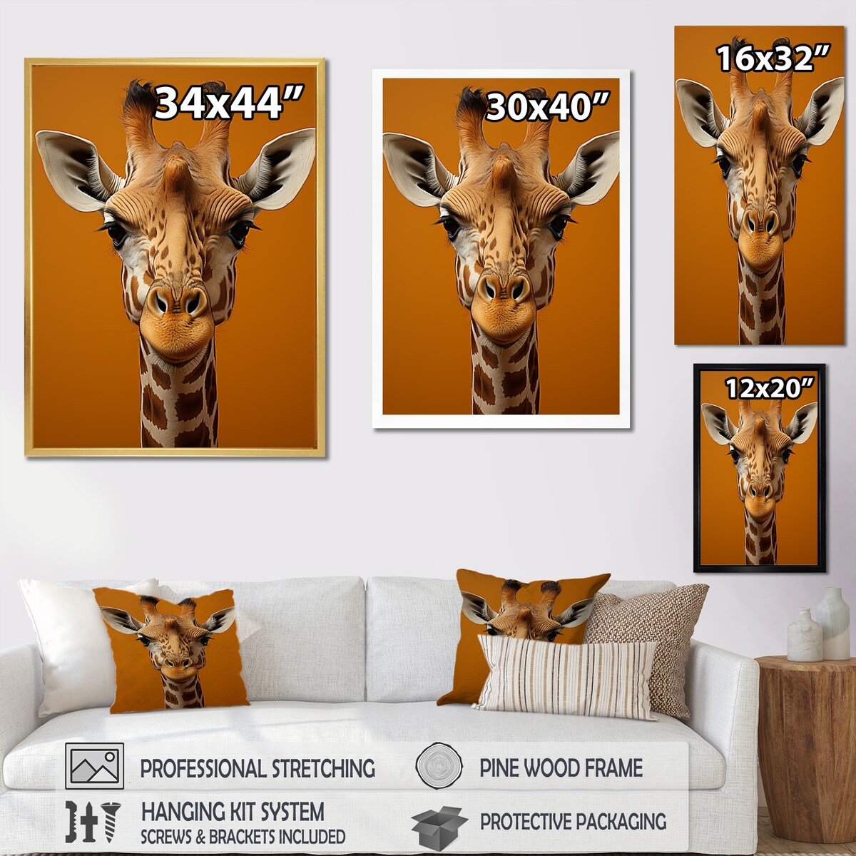 Designart "Modern Brown Giraffe Symbolism I" Giraffe Animal Wall Art