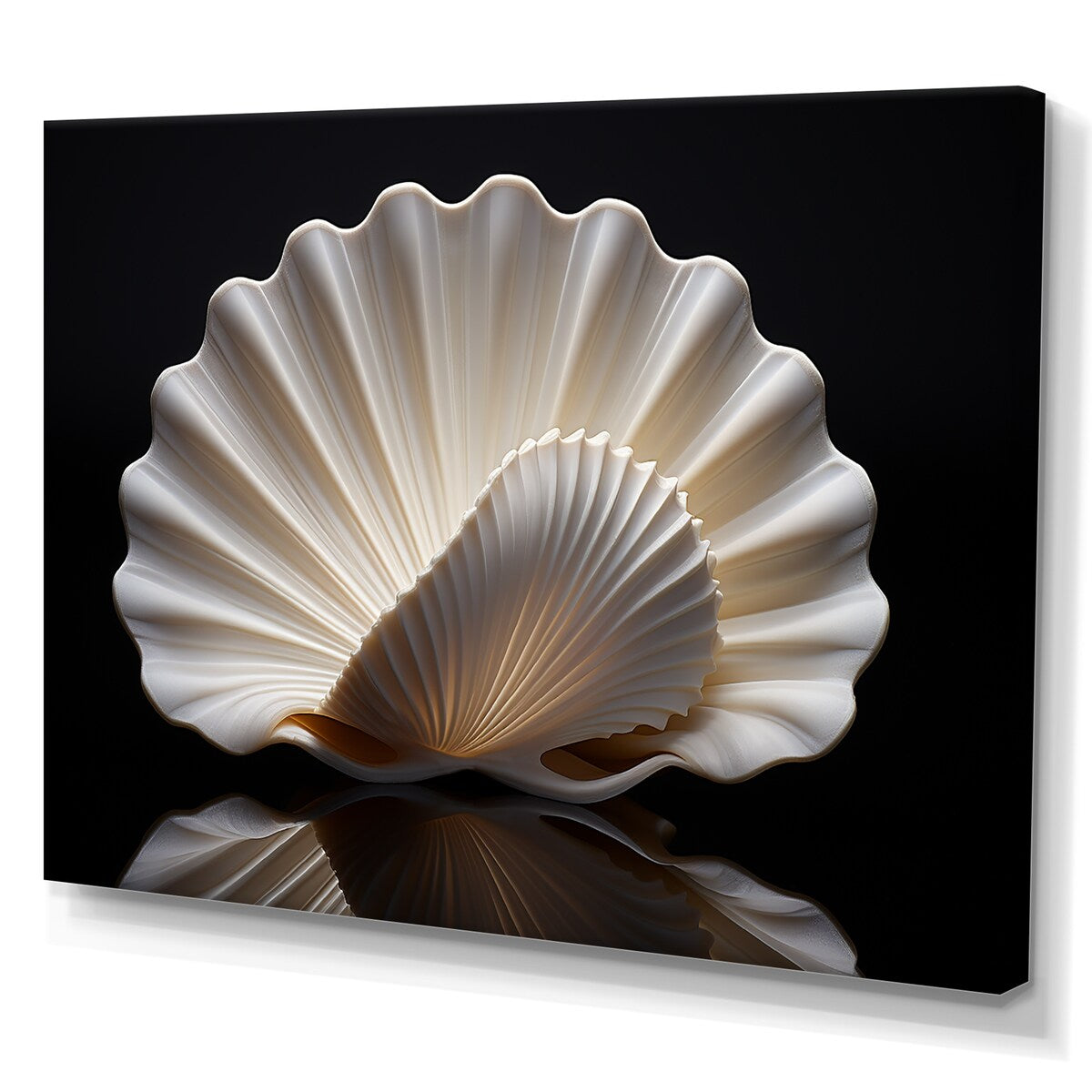 Designart "Monochrome Clam Deep Charcoal Ocean " Clamwall Art