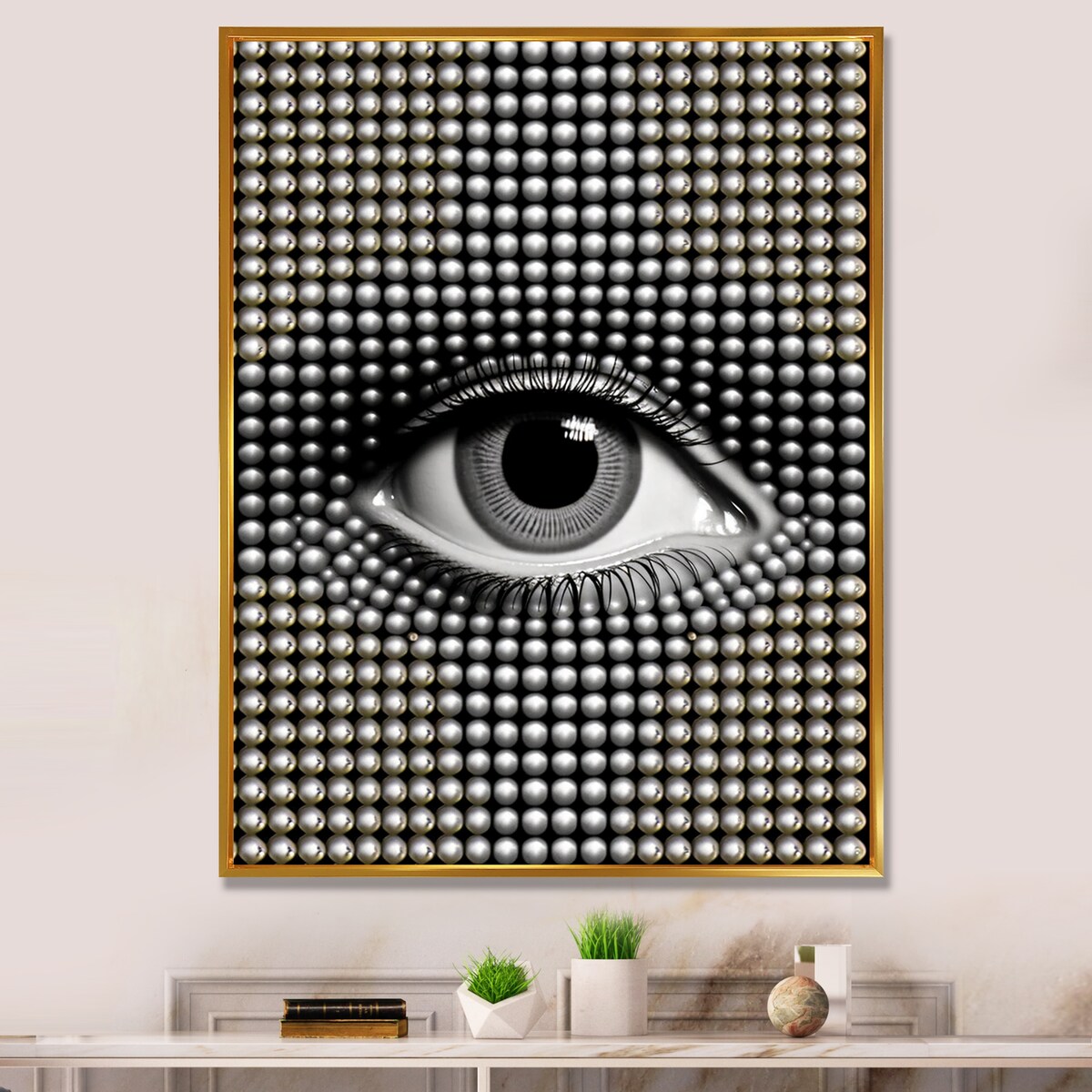 Designart "Monochrome Eye IV" Modern Geometric Framed Canvas Wall Art Print