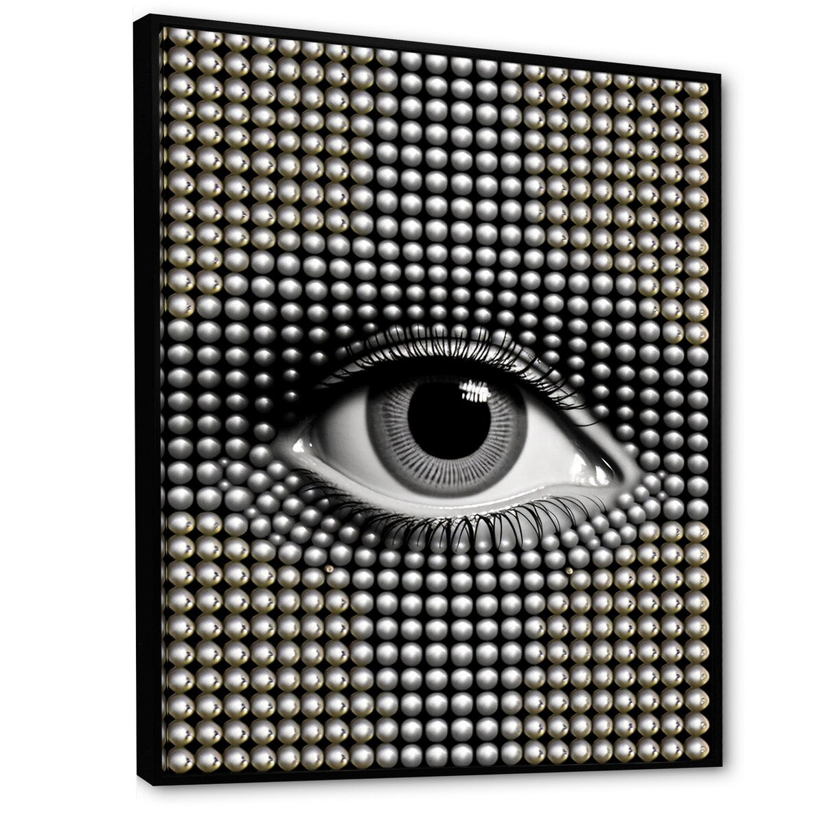 Designart "Monochrome Eye IV" Modern Geometric Framed Canvas Wall Art Print