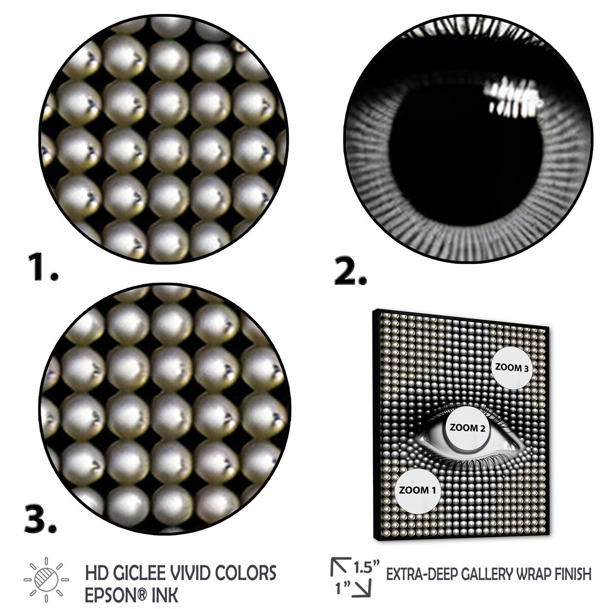 Designart "Monochrome Eye IV" Modern Geometric Framed Canvas Wall Art Print