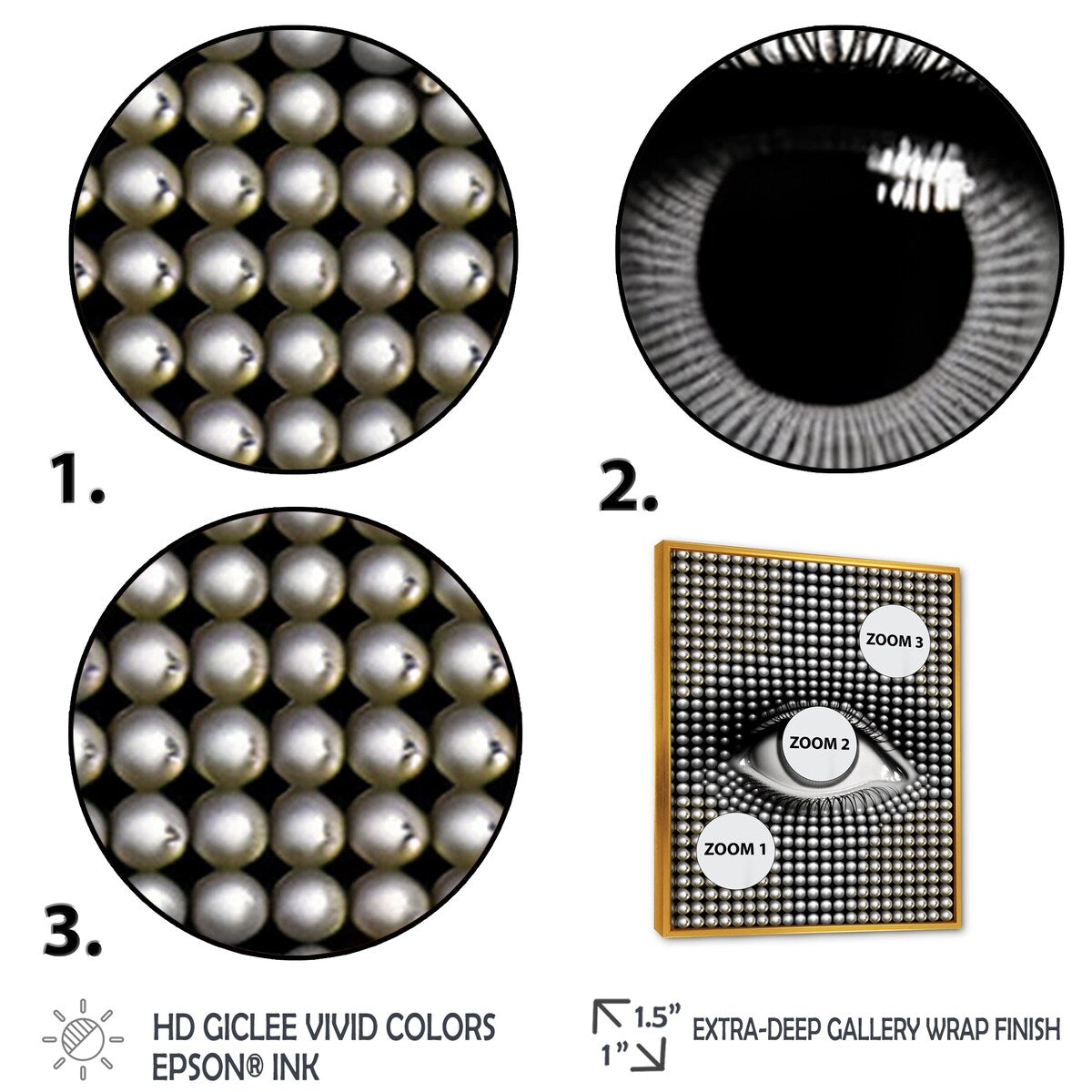 Designart "Monochrome Eye IV" Modern Geometric Framed Canvas Wall Art Print