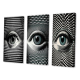 Designart "Monochrome Eye I" Modern Geometric Wall Art Set Of 3 - Modern Printed Art Set For Bedroom